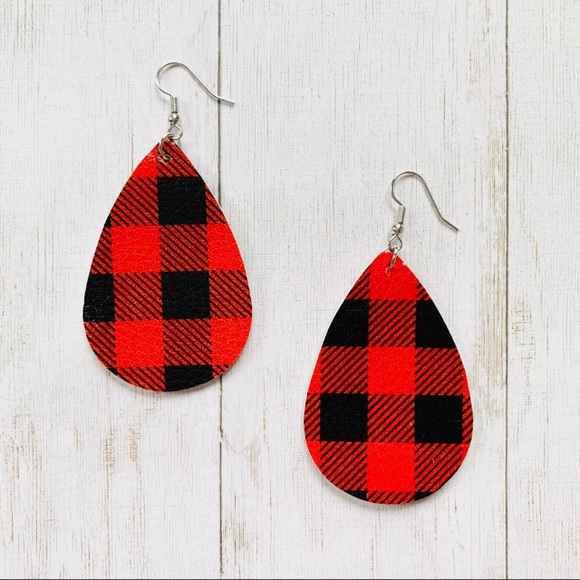 Jewelry - Buffalo Plaid Earrings Red and Black